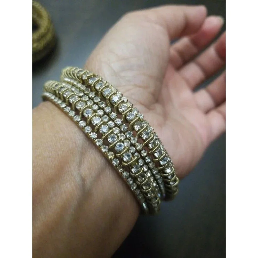 Pair of Indian bangles with rhinestones